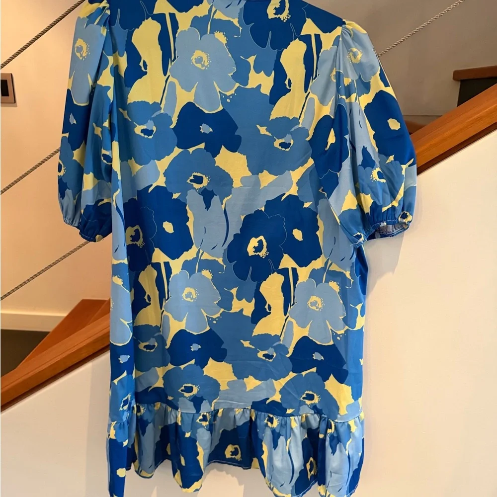 Floral Blue and Yellow Dress - Picture 4 of 4